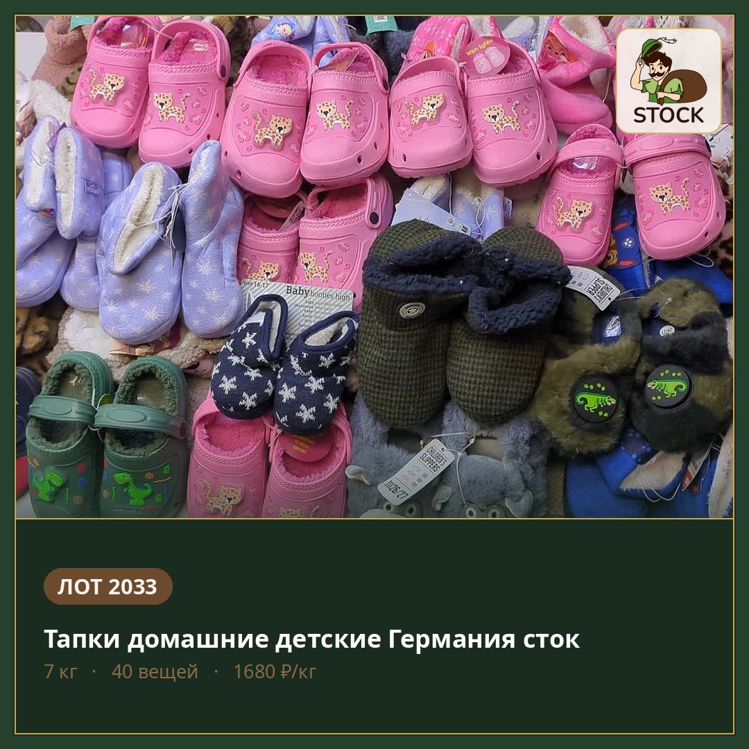 2033(1Л) Тапки домашние детские СТОК (Германия)